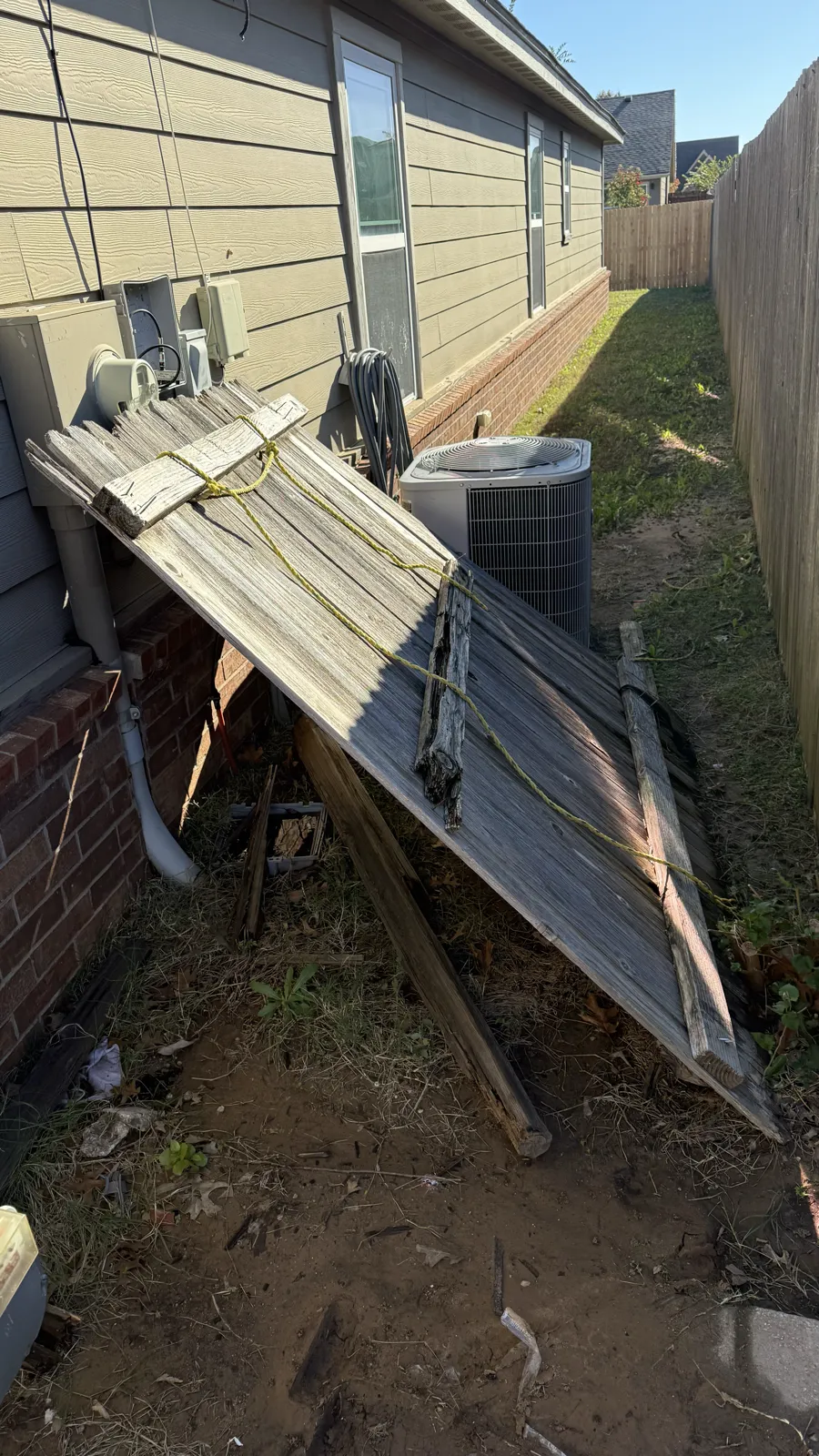 Fence Repair — before — Service Pros, Tulsa metro Oklahoma